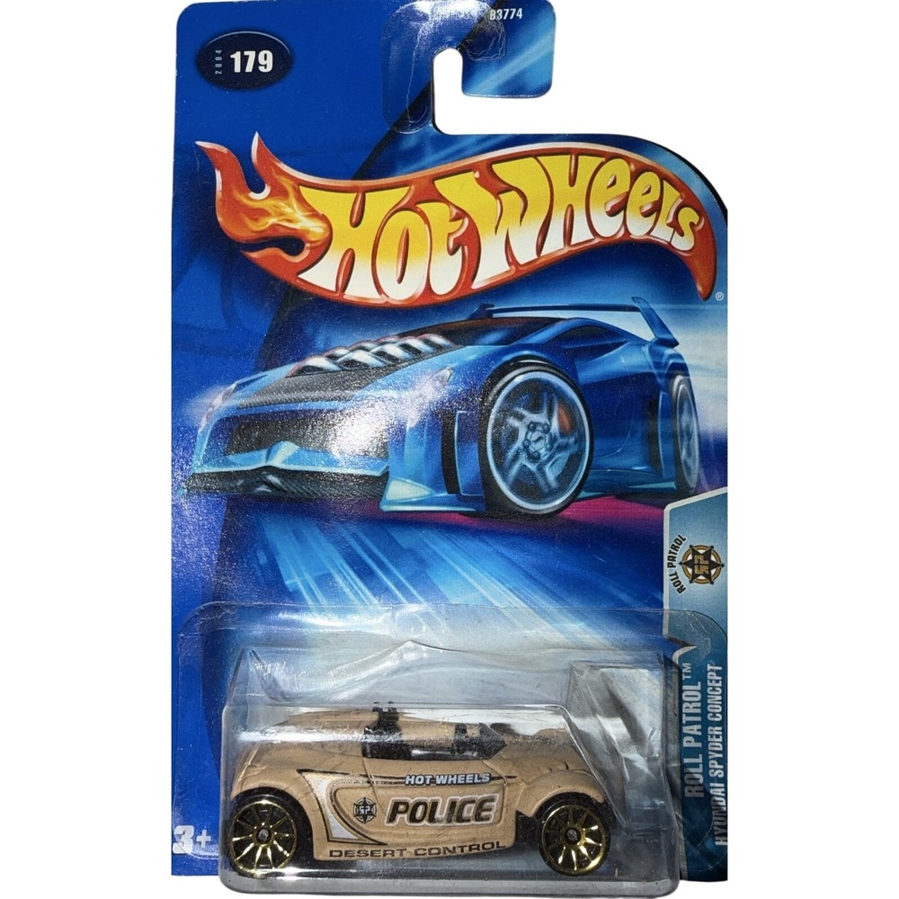 Hot Wheels 2004 Roll Patrol Hyundai Spyder Concept Police Tan 179 B3774 New